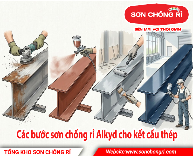 Các bước sơn chống rỉ Alkyd cho kết cấu thép chuyên nghiệp