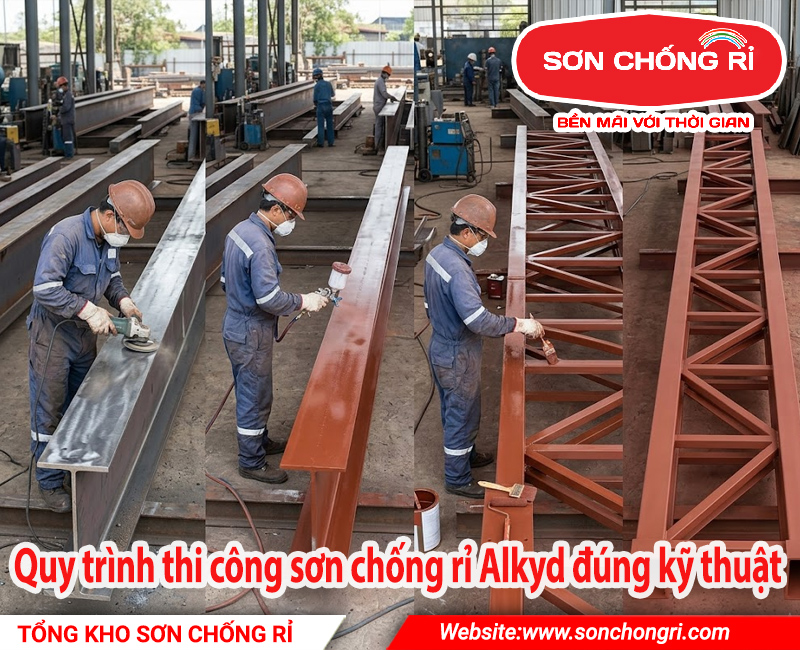 Quy trình thi công sơn chống rỉ Alkyd đúng kỹ thuật