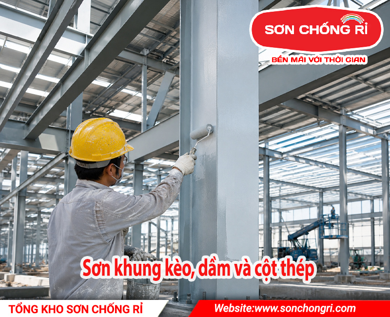 Sơn khung kèo, dầm và cột thép