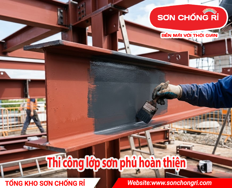 Thi công lớp sơn phủ hoàn thiện