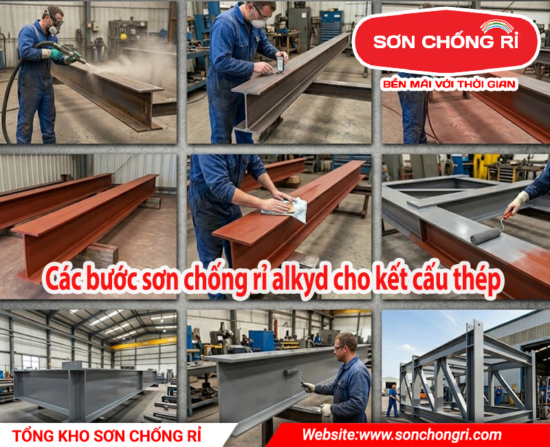 Các bước sơn chống rỉ alkyd cho kết cấu thép